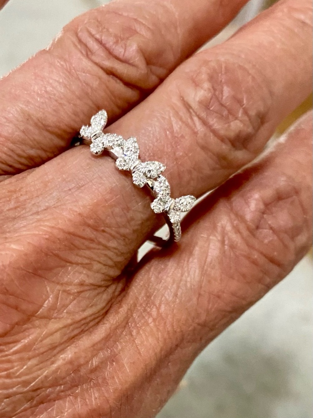 Shy Creation 14K White Gold Diamond Butterfly Ring Stamped - Picture 6 of 11